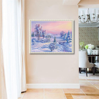 Snow Scenery - Full Round Drill Diamond Painting 40*30CM