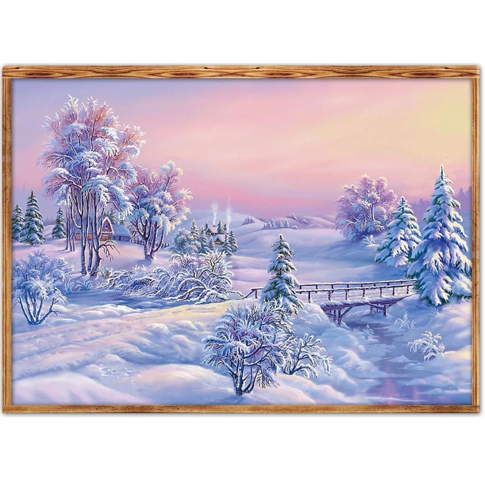 Snow Scenery - Full Round Drill Diamond Painting 40*30CM