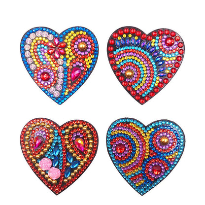 4pcs DIY Full Drill Special Shaped Heart Diamond Painting Fridge Magnet