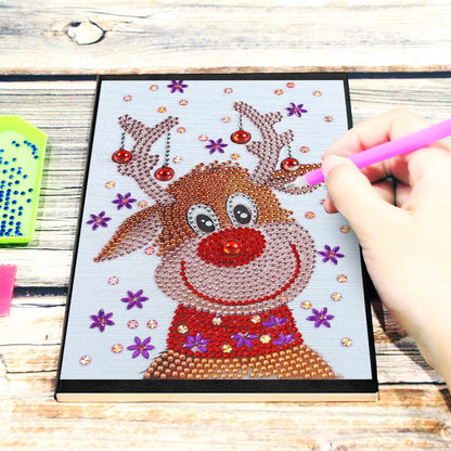 DIY Christmas Elk Special Shaped Diamond Painting 60 Pages A5 Notebook Gift