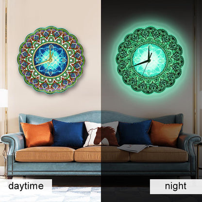 DIY Full Drill Special Shape Diamond Painting Datura Clock Cross Stitch