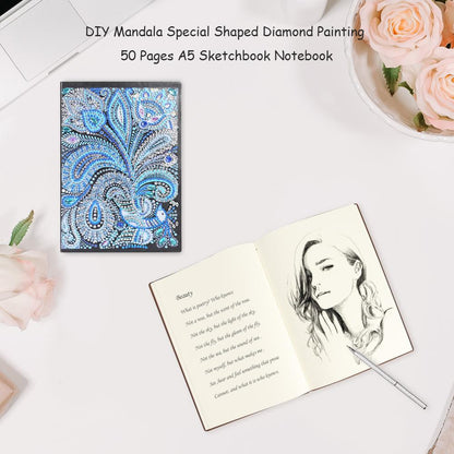 DIY Mandala Special Shaped Diamond Painting 50 Pages Sketchbook A5 Notebook