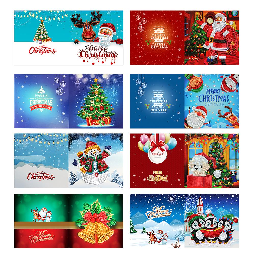 8pcs DIY Special Shaped Diamond Painting Embroidery Christmas Card Gift