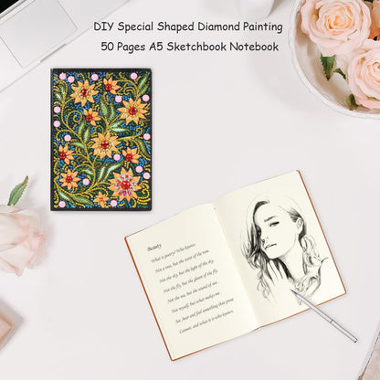 DIY Flower Special Shaped Diamond Painting 50 Pages A5 Sketchbook Notebook