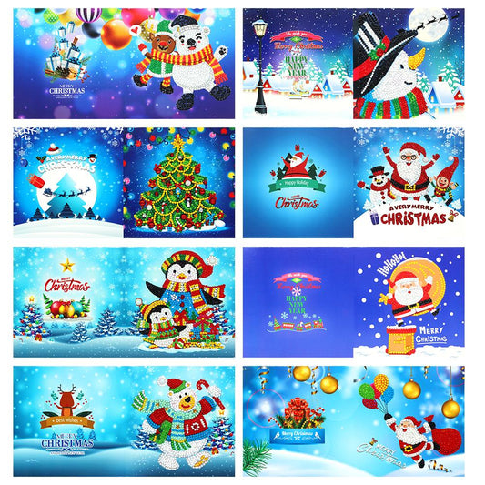 8pcs 5D DIY Partial Special Drills Diamond Painting Xmas Cards Party Gifts