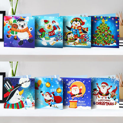 8pcs 5D DIY Partial Special Drills Diamond Painting Xmas Cards Party Gifts