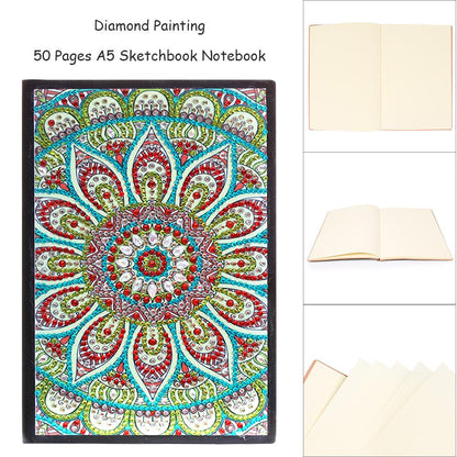 DIY Mandala Special Shaped Diamond Painting 50 Pages Sketchbook A5 Notebook