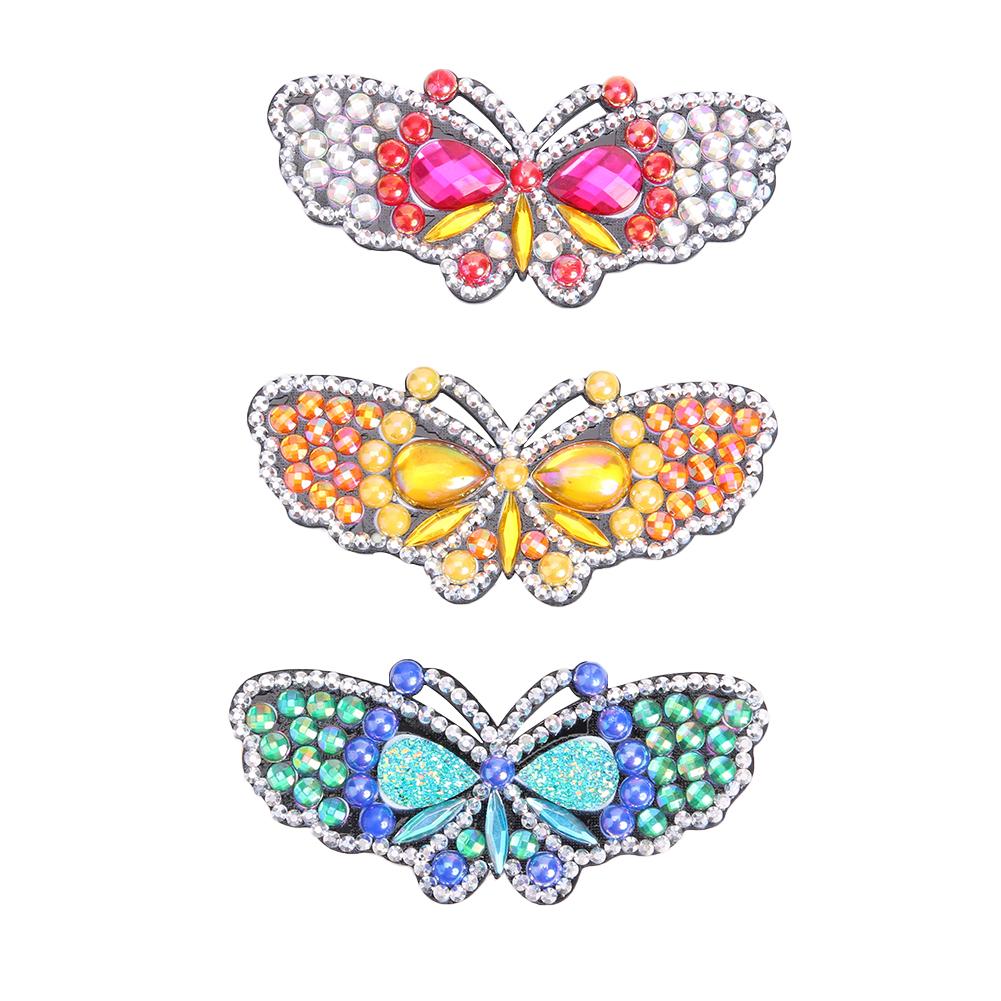 3pcs Butterfly Rhinestone Hair Clip DIY Crystal Bowknot Bobby Pin Barrettes