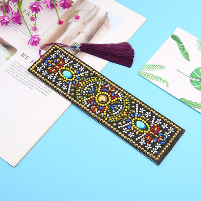 DIY Special Shaped Diamond Painting Creative Leather Bookmarks with Tassel