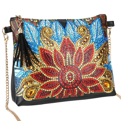 DIY Flower Special Shape Diamond Painting Leather Chain Shoulder Bag Clutch