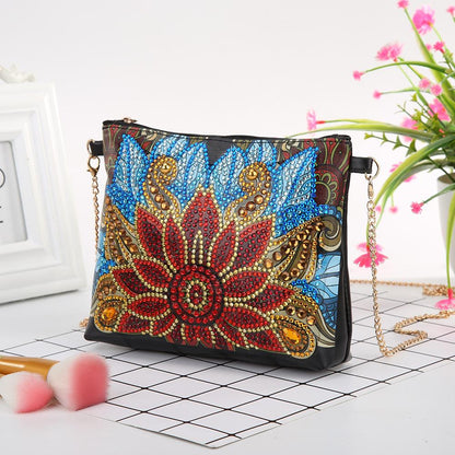 DIY Flower Special Shape Diamond Painting Leather Chain Shoulder Bag Clutch