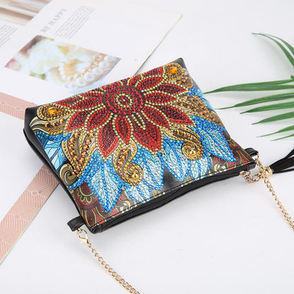 DIY Flower Special Shape Diamond Painting Leather Chain Shoulder Bag Clutch