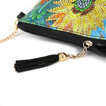 DIY Sunflower Special Shaped Diamond Painting Leather Chain Shoulder Bags