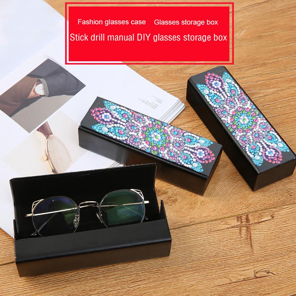 DIY Diamond Painting Leather Eyeglasses Storage Box Case Sunglasses Holder