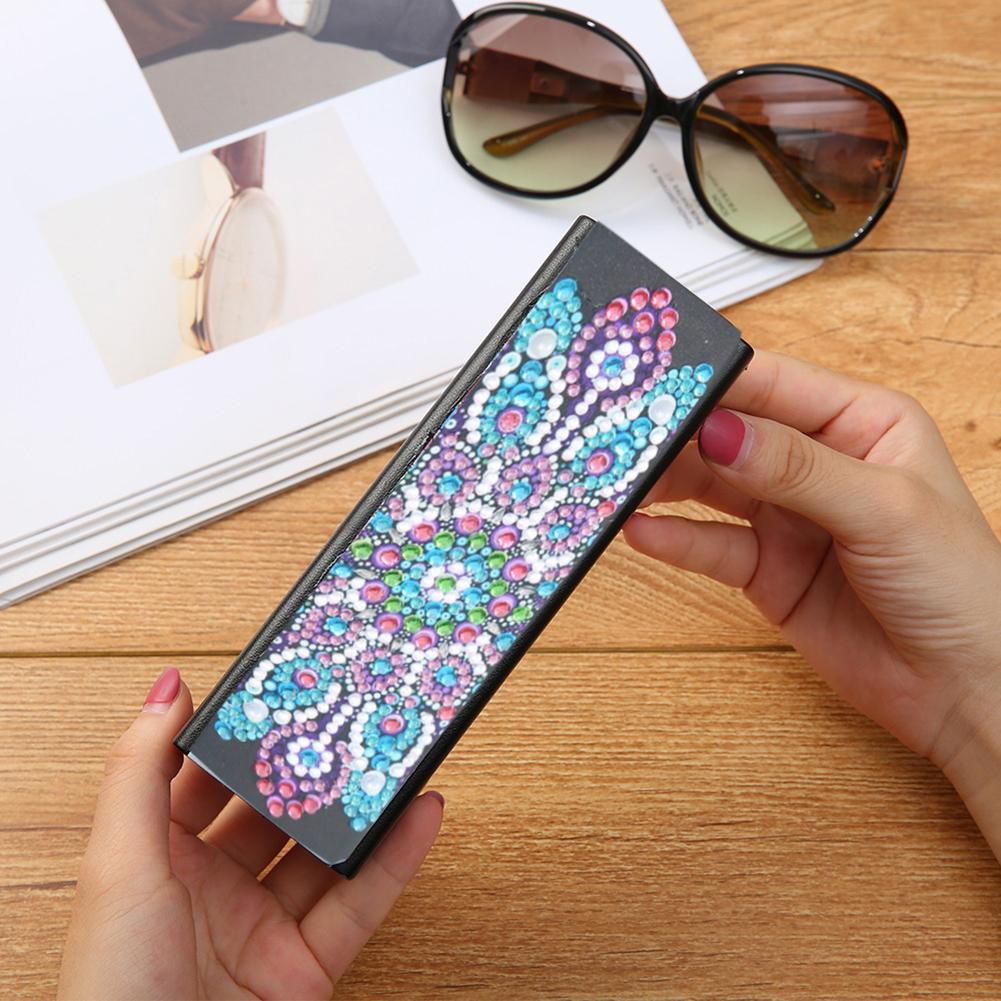 DIY Diamond Painting Leather Eyeglasses Storage Box Case Sunglasses Holder