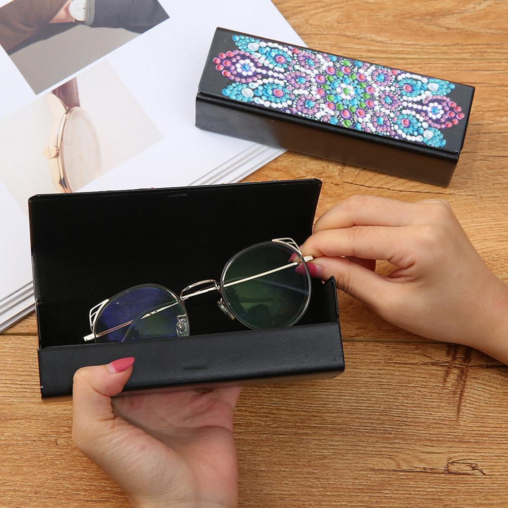 DIY Diamond Painting Leather Eyeglasses Storage Box Case Sunglasses Holder