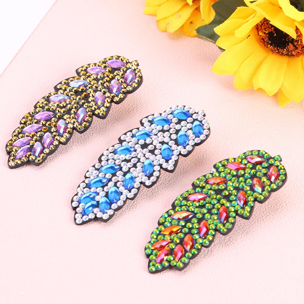 3pcs DIY Handmade Hair Clips Crystal Leaf Women Hairpin Barrettes Bobby Pin