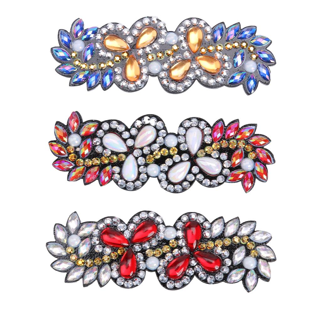 3pcs DIY Full Drill Diamond Painting Hair Clip Flower Leaf Barrette Hairpin