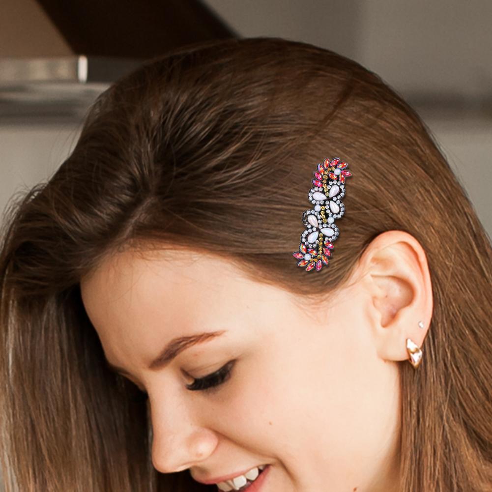 3pcs DIY Full Drill Diamond Painting Hair Clip Flower Leaf Barrette Hairpin