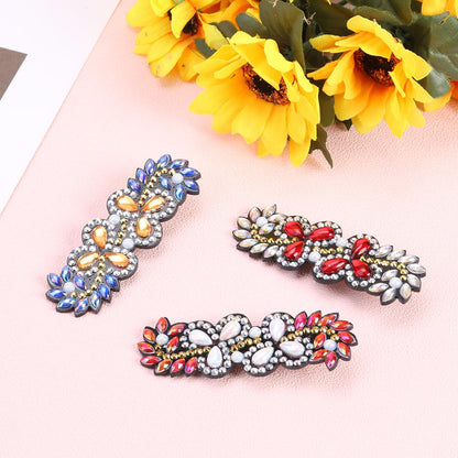 3pcs DIY Full Drill Diamond Painting Hair Clip Flower Leaf Barrette Hairpin