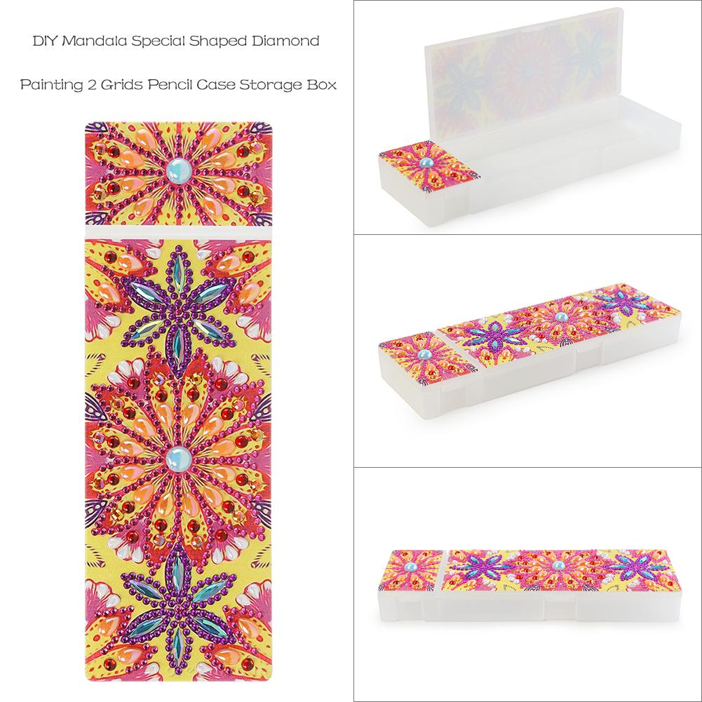 DIY Mandala Special Shaped Diamond Painting Students Pencil Storage Case