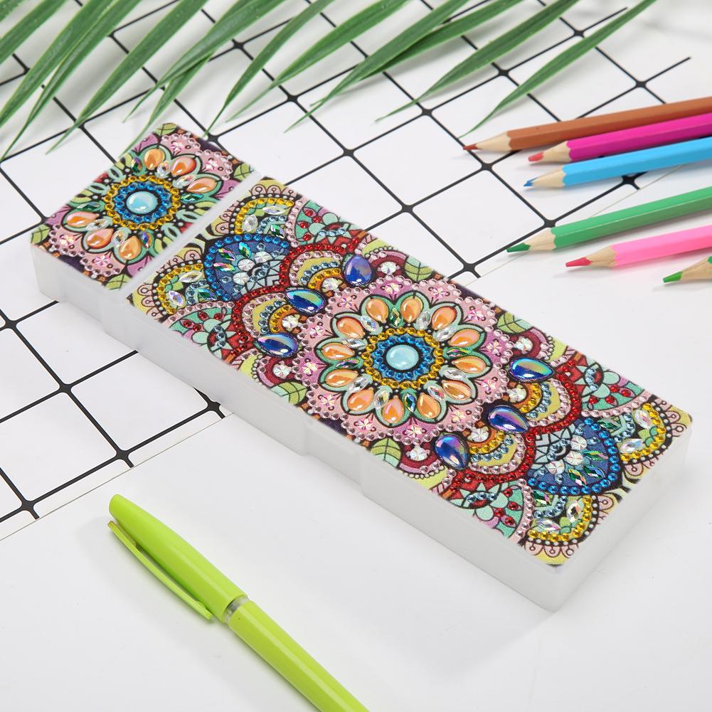 DIY Mandala Special Shaped Diamond Painting 2 Grids Students Pencil Box