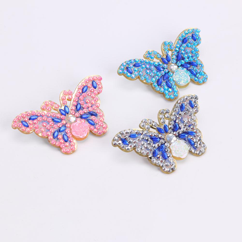 3pcs Butterfly DIY Full Drill Diamond Brooch Women Jacket Sweater Badges