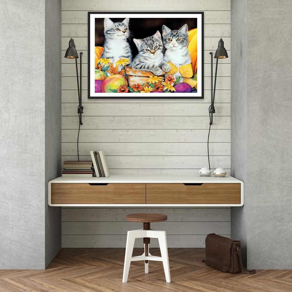 Cat - Full Round Drill Diamond Painting 40*30CM