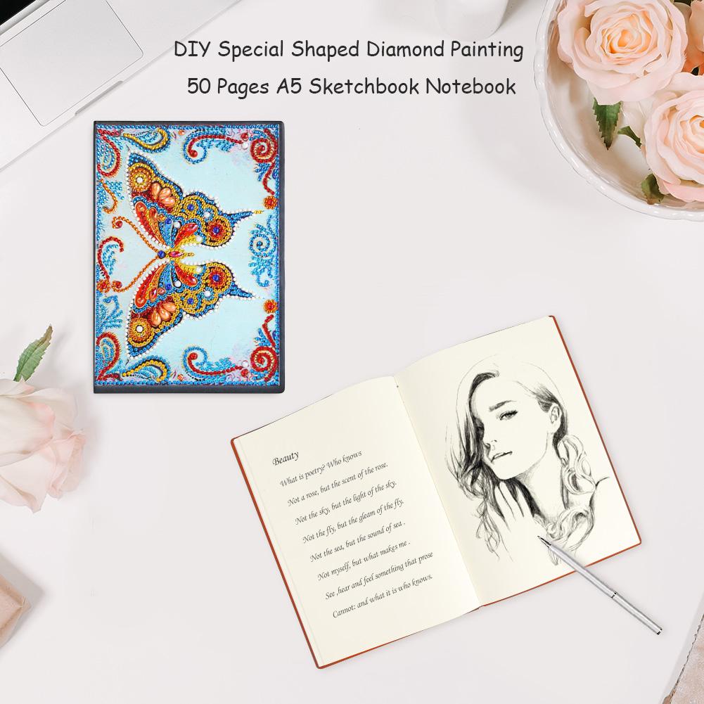 DIY Butterfly Special Shaped Diamond Painting 50 Pages Students Sketchbook