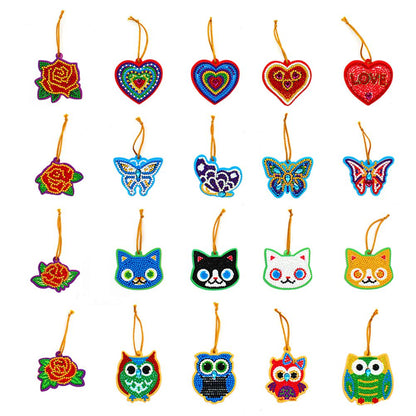 20pcs Mini Greeting Card Pendant Diamond Painting Single Side Special Shape