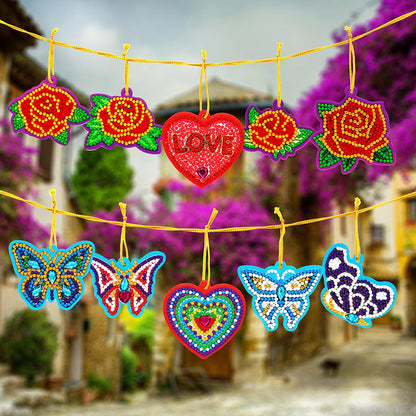 20pcs Mini Greeting Card Pendant Diamond Painting Single Side Special Shape