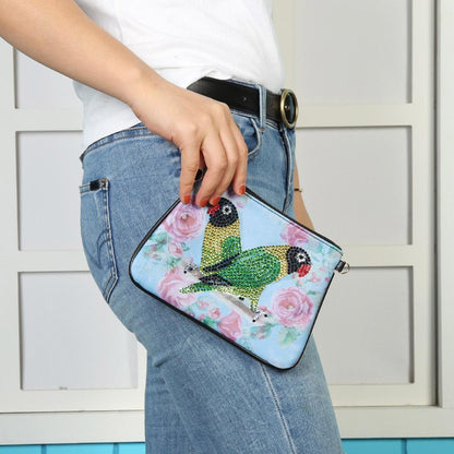 DIY Parrot Special Shape Diamond Painting Leather Clutch Chain Shoulder Bag