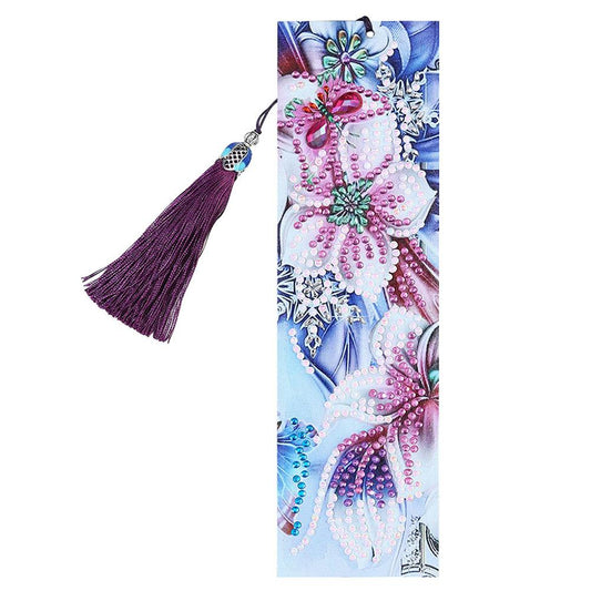 DIY Flower Special Shaped Diamond Painting Leather Tassel Bookmark Crafts