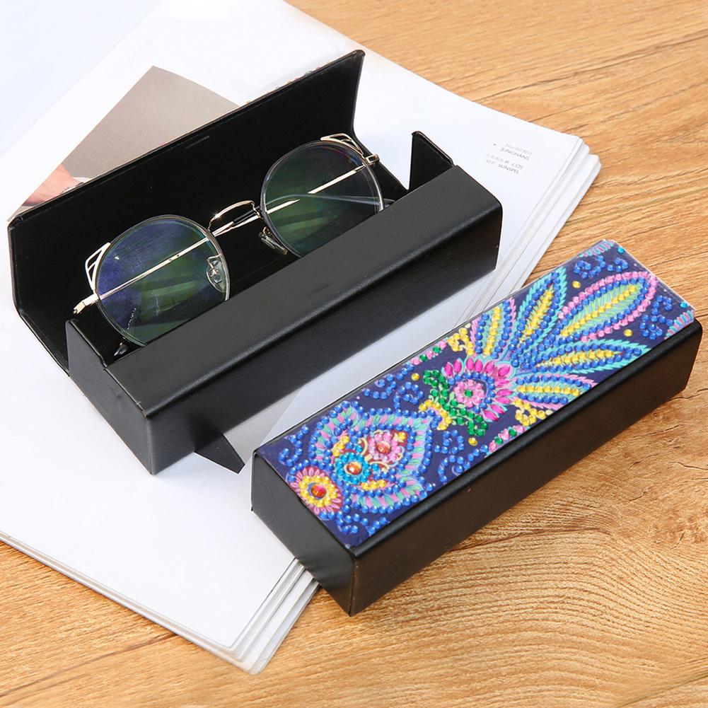 DIY Diamond Painting Leather Eyeglasses Storage Box Case Sunglasses Holder