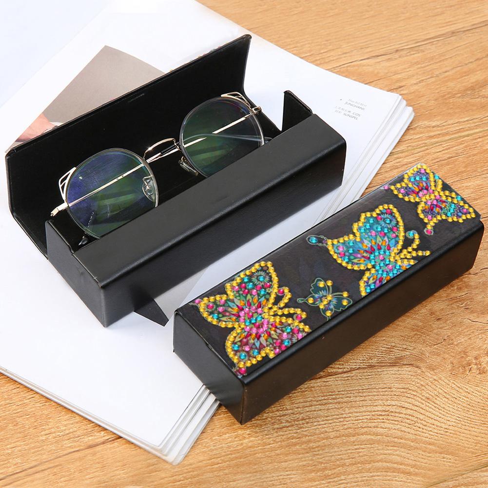 DIY Butterfly Diamond Painting Leather Eye Glasses Box Sunglasses Holder