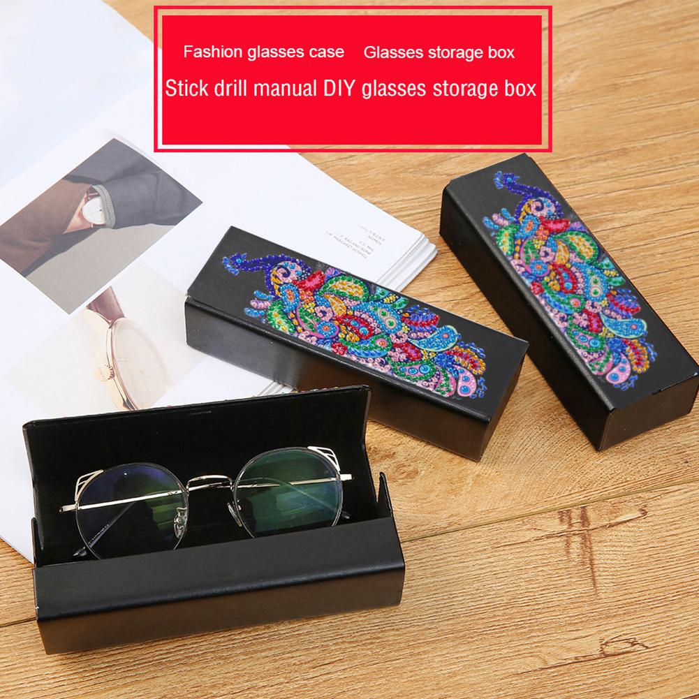 DIY Diamond Painting Leather Eye Glasses Box Travel Sunglasses Storage Case