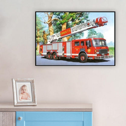 Fire Truck - Full Round Drill Diamond Painting 30*40CM
