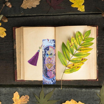 DIY Owl Special Shaped Diamond Painting Leather Bookmarks with Tassel Gifts