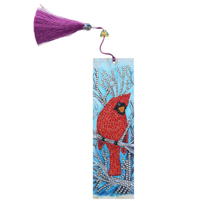 DIY Bird Special Shaped Diamond Painting Leather Bookmark Tassel Book Marks