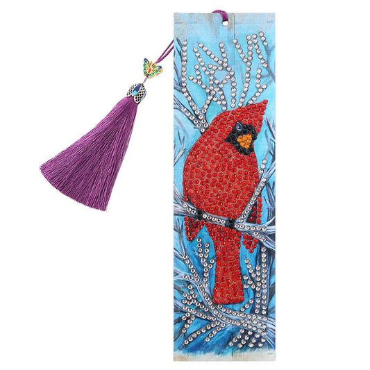 DIY Bird Special Shaped Diamond Painting Leather Bookmark Tassel Book Marks