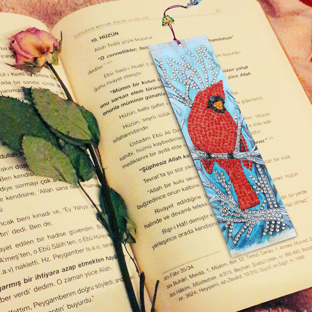 DIY Bird Special Shaped Diamond Painting Leather Bookmark Tassel Book Marks