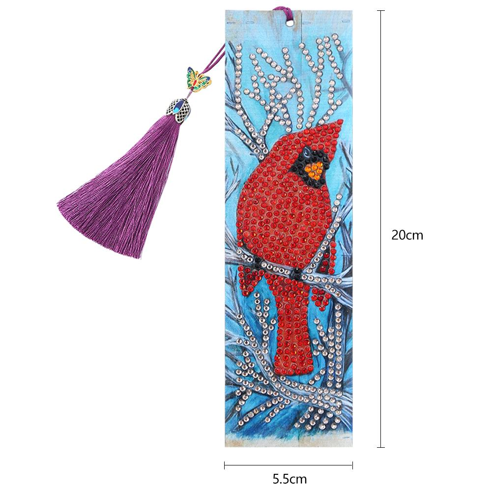 DIY Bird Special Shaped Diamond Painting Leather Bookmark Tassel Book Marks