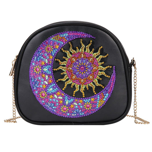 DIY Sun Moon Special Shaped Diamond Painting Leather Chain Crossbody Bags