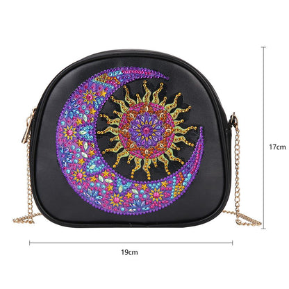 DIY Sun Moon Special Shaped Diamond Painting Leather Chain Crossbody Bags