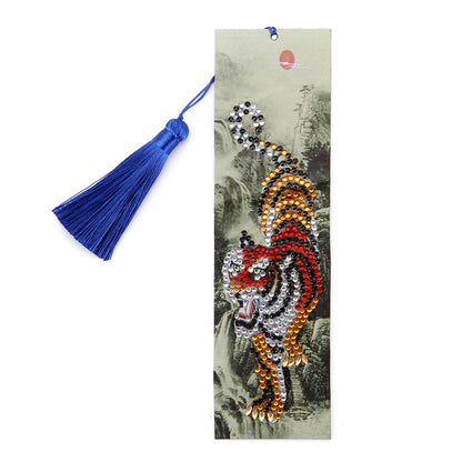 DIY Tiger Special Shape Diamond Painting Creative Leather Tassel Book Marks