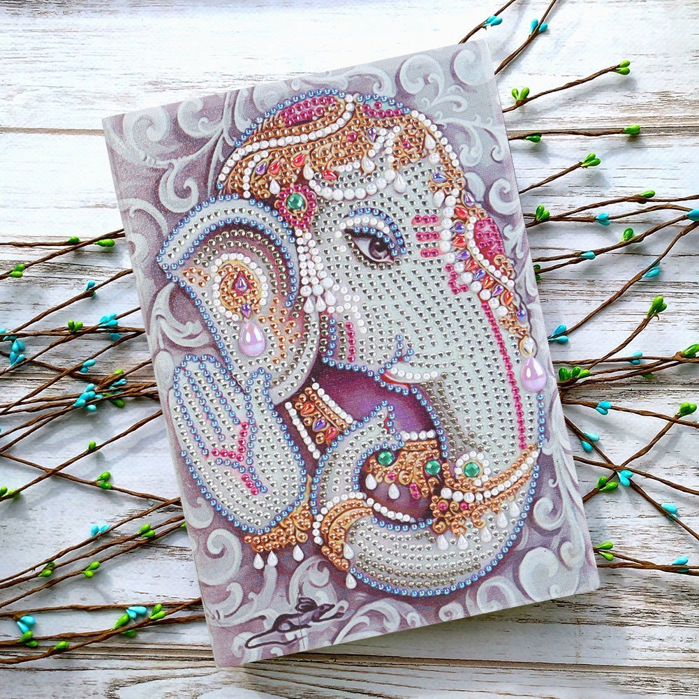 DIY Elephant Special Shaped Diamond Painting 50 Page A5 Notebook Sketchbook