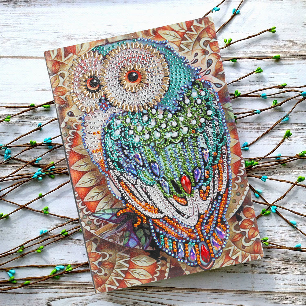 DIY Owl Special Shaped Diamond Painting 50 Pages A5 Notebook Sketchbook