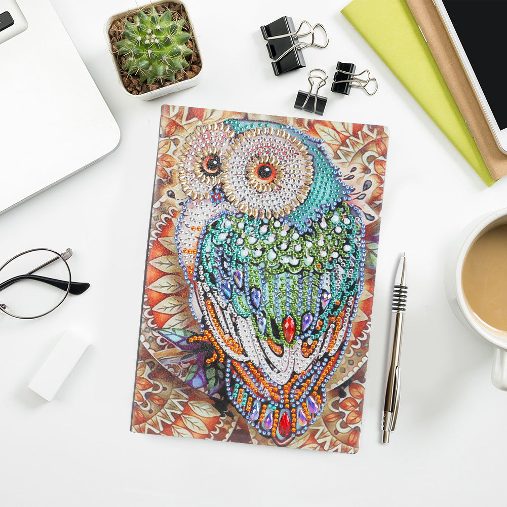 DIY Owl Special Shaped Diamond Painting 50 Pages A5 Notebook Sketchbook