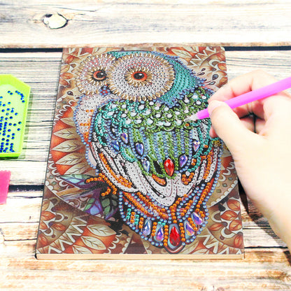 DIY Owl Special Shaped Diamond Painting 50 Pages A5 Notebook Sketchbook