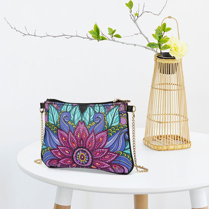 DIY Flower Special Shape Diamond Painting Leather Clutch Chain Shoulder Bag